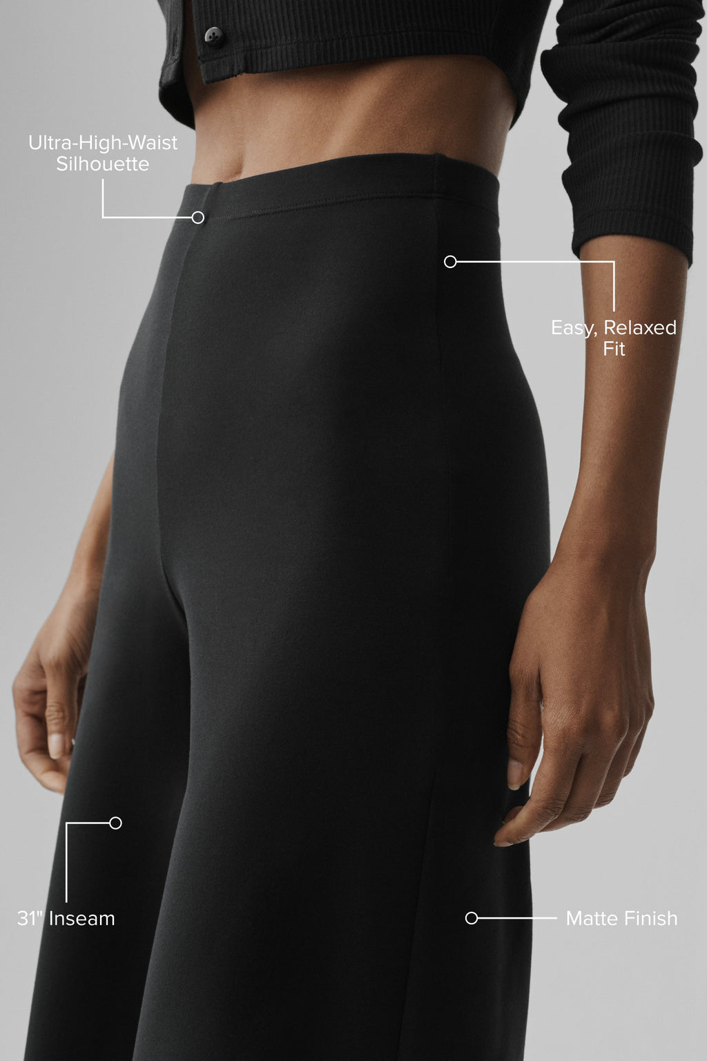 Airbrush High-Waist Wide Leg Pant (Regular) - Black