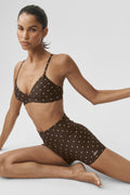 3" Airlift Polka Dot High-Waist Short - Espresso/White